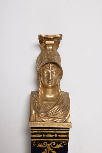 Paire de grandes appliques à quinquet en tôle Empire - Luminaires Style Empire