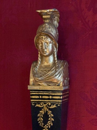 XIXe siècle - Paire de grandes appliques à quinquet en tôle Empire