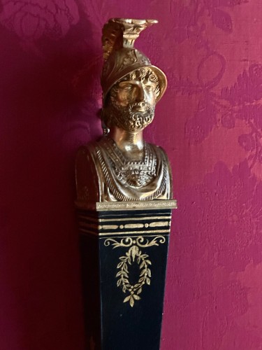 Paire de grandes appliques à quinquet en tôle Empire - Empire