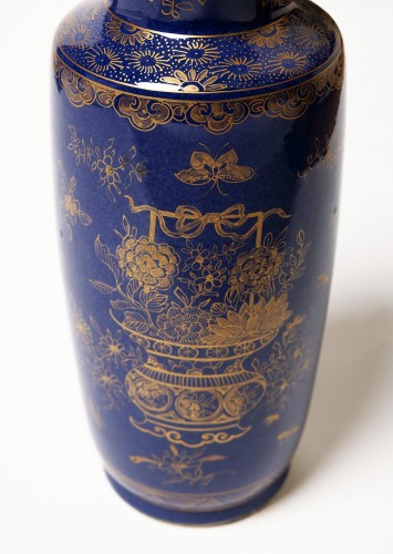  - Paire de potiches couvertes bleu poudré Chine époque Jiaqing