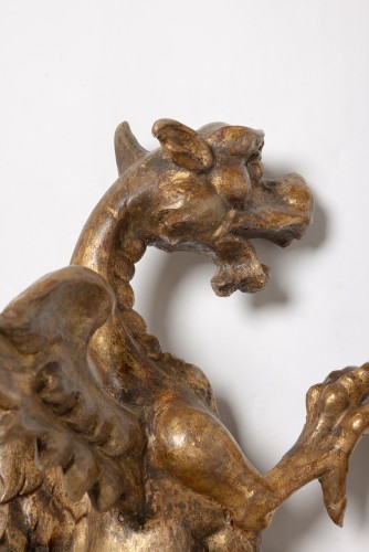 A pair of Italian Rococo period gilt wood winged dragons - Decorative Objects Style Louis XV