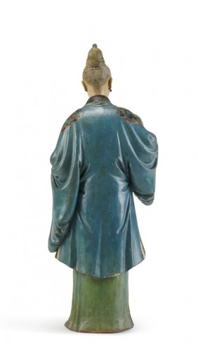 Personnage féminin hochant la tête en terre cuite Chine 18e siècle - Galerie Sylvain Levy Alban