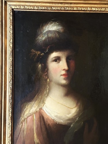 XVIIIe siècle - Ecole vénitienne, portrait de jeune femme en costume d'Orientale