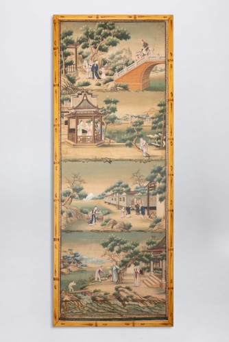 Decorative Objects  - A set of six Chinese export wallpaper panels, 18th century