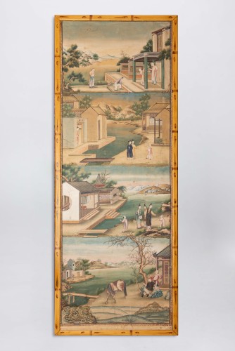 A set of six Chinese export wallpaper panels, 18th century - 