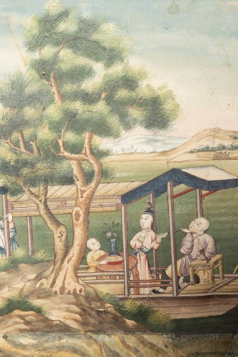  - A set of six Chinese export wallpaper panels, 18th century