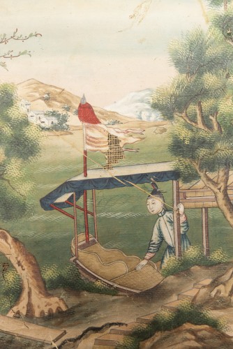 Antiquités - A set of six Chinese export wallpaper panels, 18th century