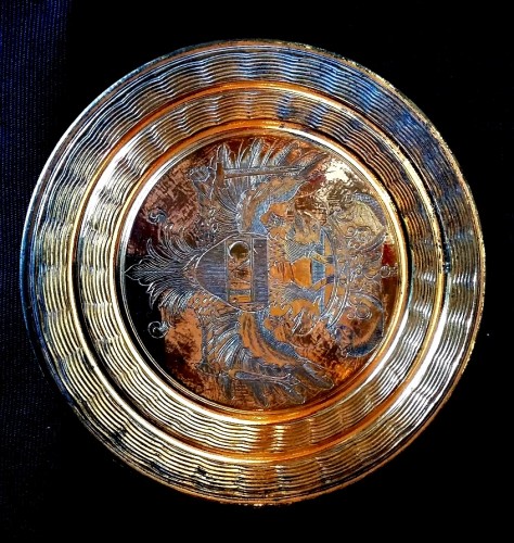 XVIIIe siècle - Couvercle du grand sceau de l'Empereur Charles VI Habsbourg en bronze doré