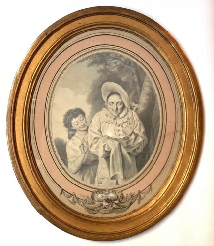 An oval drawing by Louis Marie Sicardi &quot; Gluttony &quot; circa 1785 - 