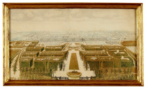 Marly et Versailles - Paire de dessins 18e siècle - Tableaux et dessins Style 