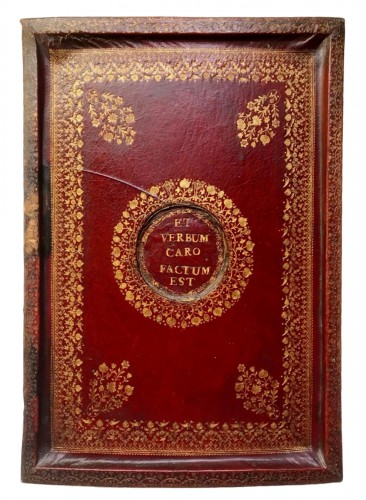 Autel portatif en maroquin rouge aux petits fers d'époque Louis XV