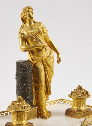 Decorative Objects  - A French Directoire marble and ormolu desk inkwell