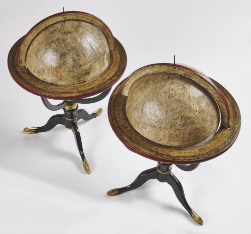 Curiosities  - A pair of terrestrial and celestial globes signed Delamarche and dated 1835