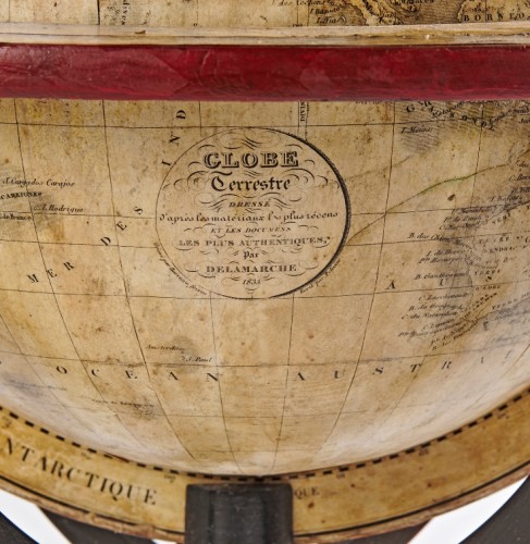 A pair of terrestrial and celestial globes signed Delamarche and dated 1835 - 