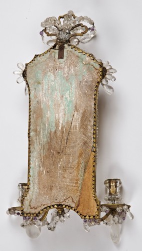 Paire d'appliques en bronze doré et cristal de roche, Allemagne 18e siècle - Galerie Sylvain Levy Alban
