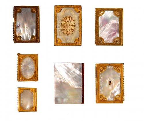 A collection of seven French Charles X mother of pearl cases - Objects of Vertu Style 