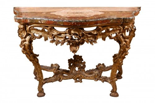 Console romaine en bois doré vers 1730