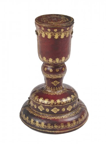 A large Italian Papal red leather chalice box