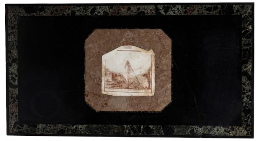 XIXe siècle - Plateau de table neoclassique romain en scagliola sur marbre