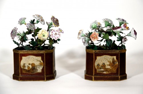 Paire de jardinières en tole peinte Louis XV - Objet de décoration Style Louis XV