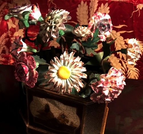 Antiquités - Paire de jardinières en tole peinte Louis XV
