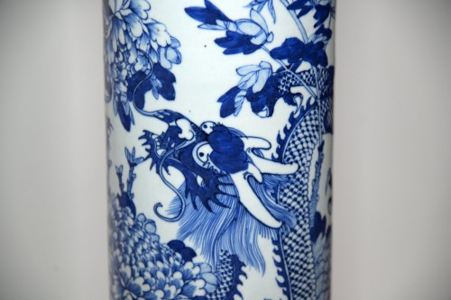 Céramiques, Porcelaines  - Paire de très grands vases cornet Chine fin du 19e siècle