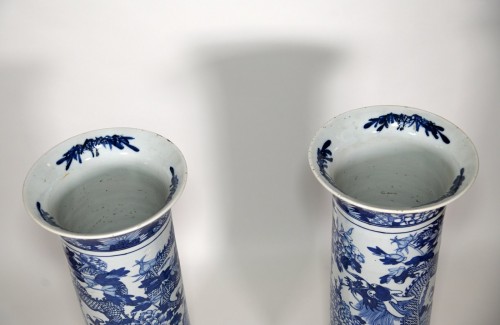 XIXe siècle - Paire de très grands vases cornet Chine fin du 19e siècle