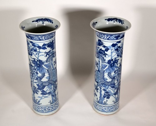 Paire de très grands vases cornet Chine fin du 19e siècle - 