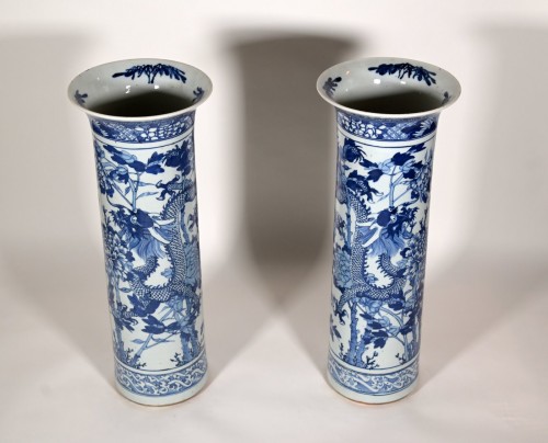 A pair of very large late 19th century Chinese beaker vases - 