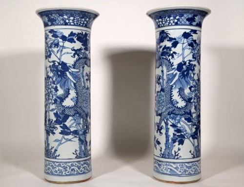 Antiquités - A pair of very large late 19th century Chinese beaker vases