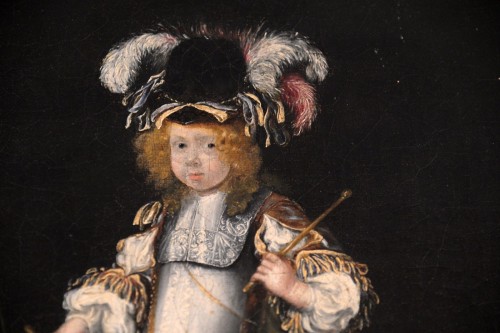 XVIIe siècle - Portrait de jeune prince en militaire daté 1647