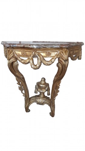 Petite console en bois doré d'époque Transition