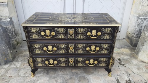 Commode en marqueterie de cuivre et ébène d'époque Louis XIV - Sylvain Rochas