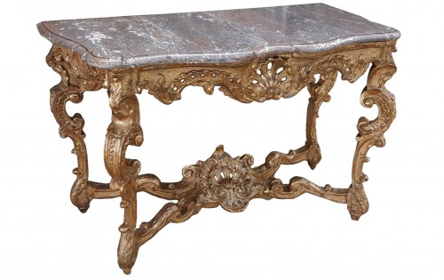 Console en bois sculpté et doré d'époque Régence