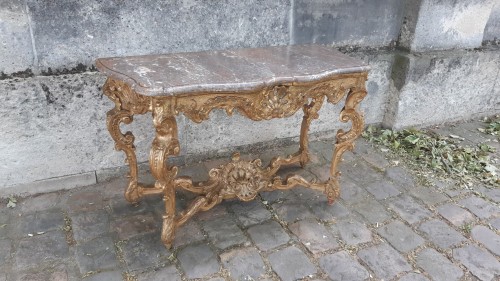 Console en bois sculpté et doré d'époque Régence - Mobilier Style Régence