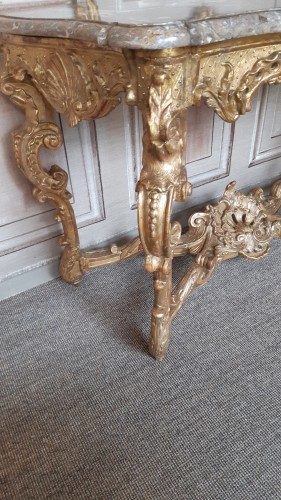 Regence period carved and gilded wood console table - 
