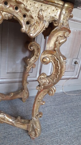 Regence period carved and gilded wood console table - French Regence