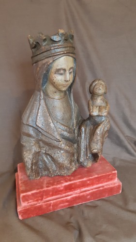 Vierge à l'enfant en bois sculpté polychrome du XVe siècle - Sylvain Rochas