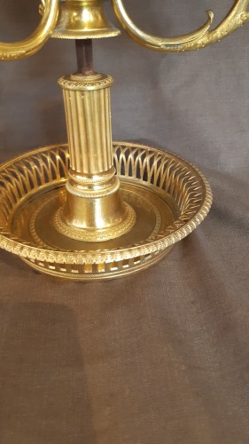 Luminaires Lampe - Lampe bouillotte en bronze ciselé et doré d'époque Directoire-Empire