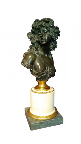 Buste en bronze patiné " bacchante" d'après Joseph charles MARIN début XIXème