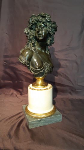 Sculpture Sculpture en Bronze - Buste en bronze patiné " bacchante" d'après Joseph charles MARIN début XIXème