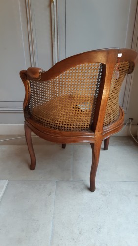 Fauteuil de bureau en hêtre naturel à fond de canne d'époque Louis XV - Sylvain Rochas