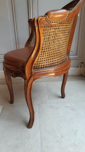 18th century - Louis XV period natural beech desk armchair with cane base
