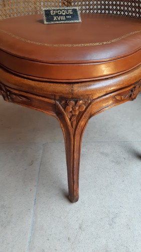 Louis XV period natural beech desk armchair with cane base - Louis XV