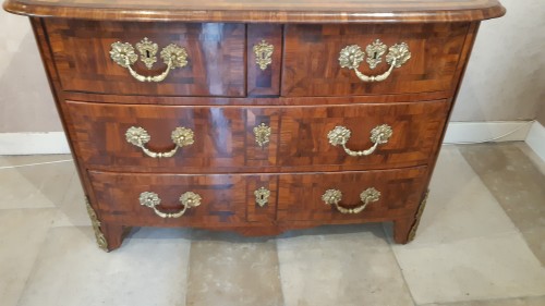 Commode en placage d'olivier et palissandre d' époque Louis XIV- Régence - Sylvain Rochas