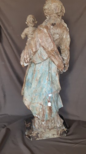 Louis XIII - Grande vierge à l'enfant du XVIIe siècle en tilleul sculpté