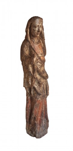 Large polychrome wooden statue of a saint, 15th century