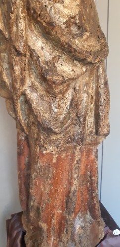 Sculpture  - Large polychrome wooden statue of a saint, 15th century