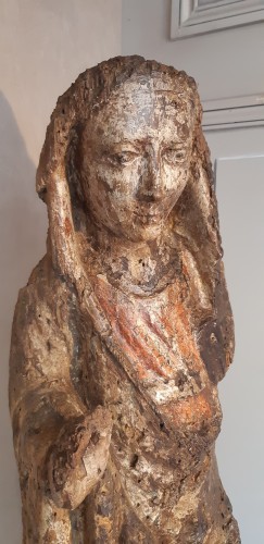 Large polychrome wooden statue of a saint, 15th century - 