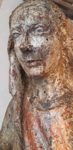 11th to 15th century - Large polychrome wooden statue of a saint, 15th century